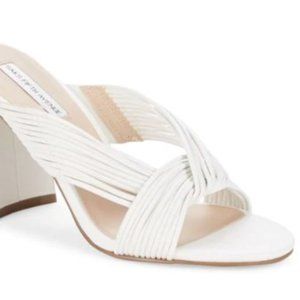Whilte Multi-Strap Block Heel Sandal